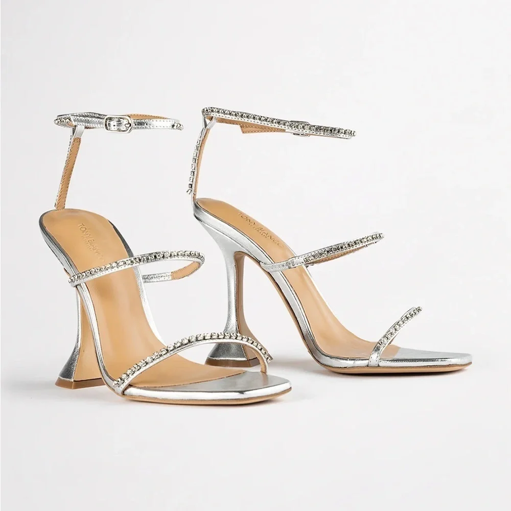Tony Bianco Shy Sandal in Silver Metallic Size 5.5
